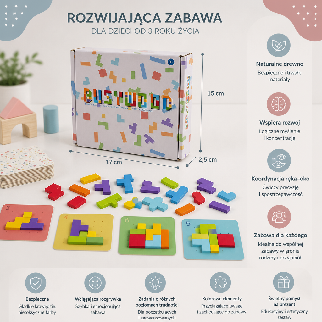 Gra Rodzinna: Drewniana Układanka Do Dopasowywania Kształtów