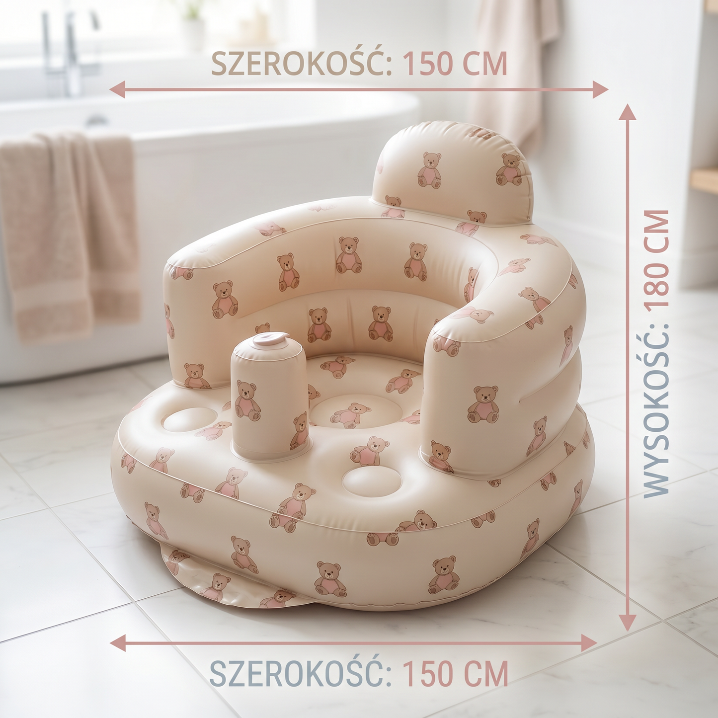 Nadmuchiwane Siedzenie dla Niemowląt z Wzorem Misia do Siedzenia i Kąpieli