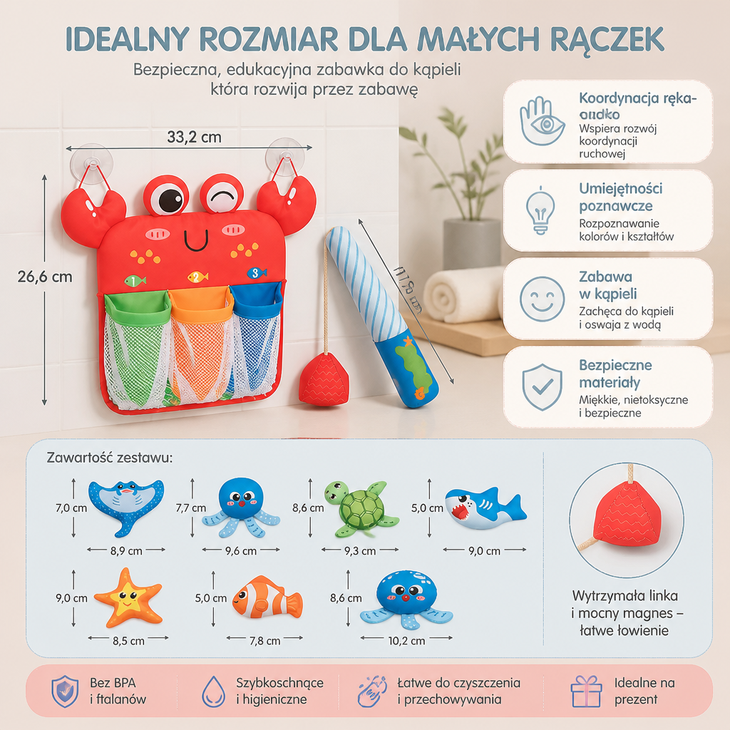 Magnetyczny Zestaw Do Łowienia Montessori – Zabawka Do Kąpieli