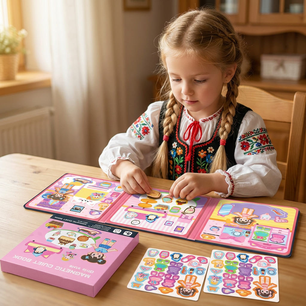 Magnetyczna książeczka Montessori Quiet Book – kreatywne ubieranki i odgrywanie scenek
