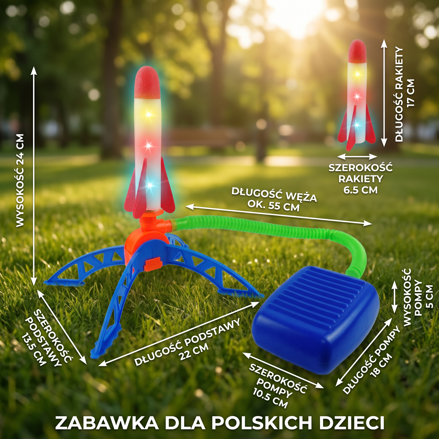 Dziecięcy Rakietowy Startowy Zestaw z Pompką Nożną – Świecąca Zabawka Powietrzna do Użytku na Zewnątrz