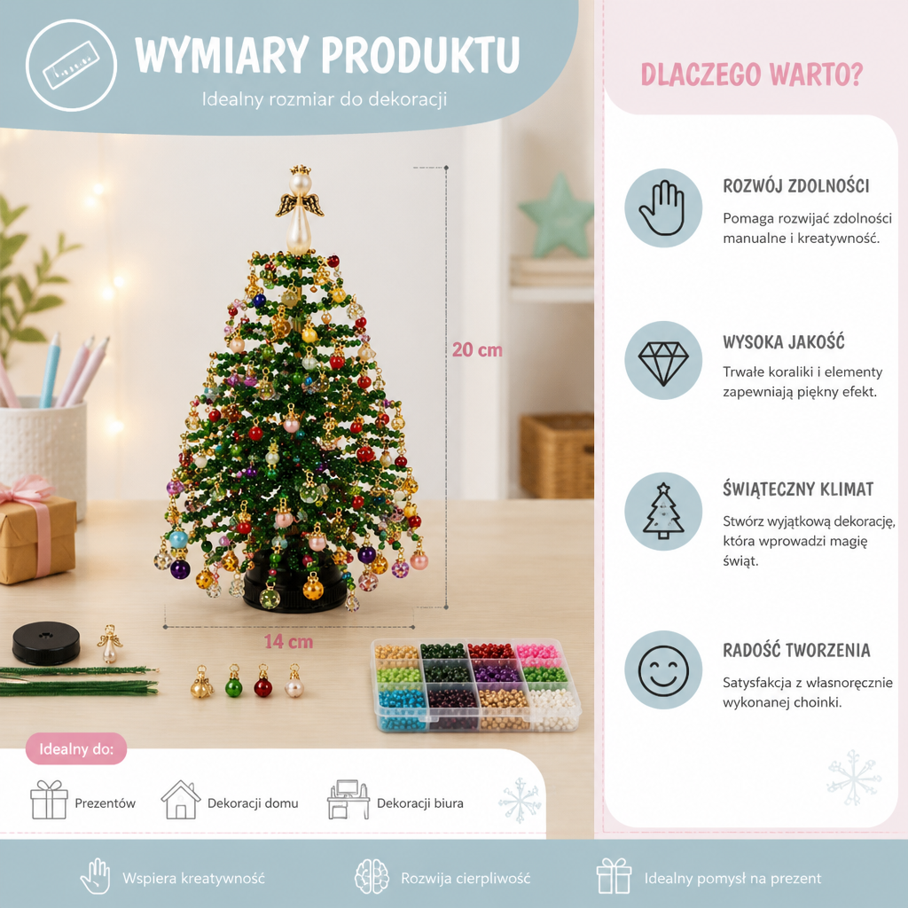 Zestaw DIY Do Tworzenia Kryształowej Choinki Z Koralików