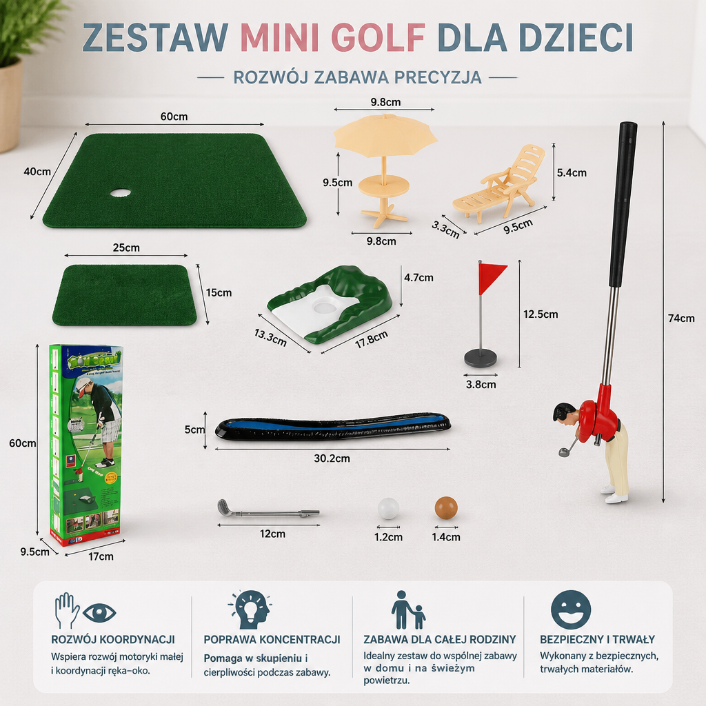 Zestaw Mini Golfa dla Dzieci – Zabawka Golfowa dla Dzieci