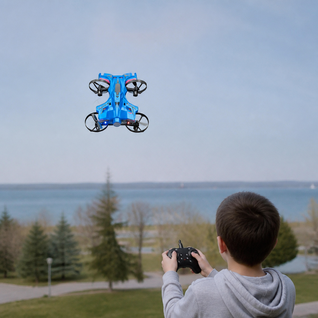 2 w 1: Zdalnie Sterowany Dron Latający i Samochód Wyczynowy