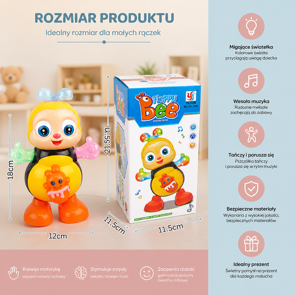 Muzyczna tańcząca pszczółka ze światłami i muzyką