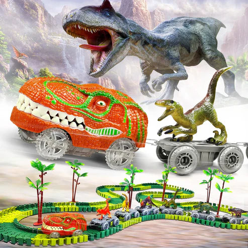Przygoda z dinozaurami – Elastyczny tor wyścigowy ze świecącym pociągiem
