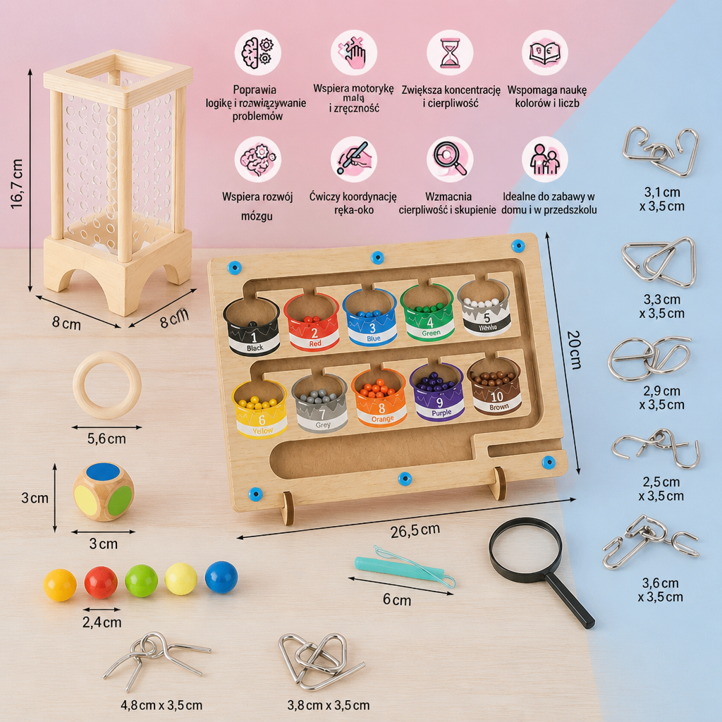 3-częściowy zestaw puzzli Montessori do zabawy i rozwoju dla dzieci