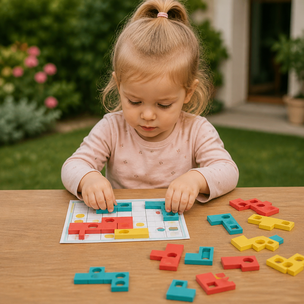 Drewniana układanka Montessori do dopasowywania kształtów – gra rozwijająca rozpoznawanie kolorów i logiczne myślenie