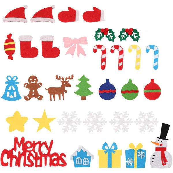 DIY Filcowa Choinka dla Dzieci | Bezpieczna Dekoracja Ścienna z Odpinanymi Ozdobami do Świątecznej Zabawy