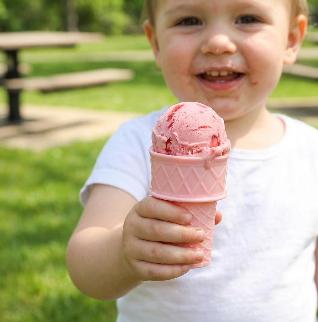 Zestaw 2 sztuk – Eisbecher w kształcie wafla – Uchwyt na lody bez bałaganu dla dzieci