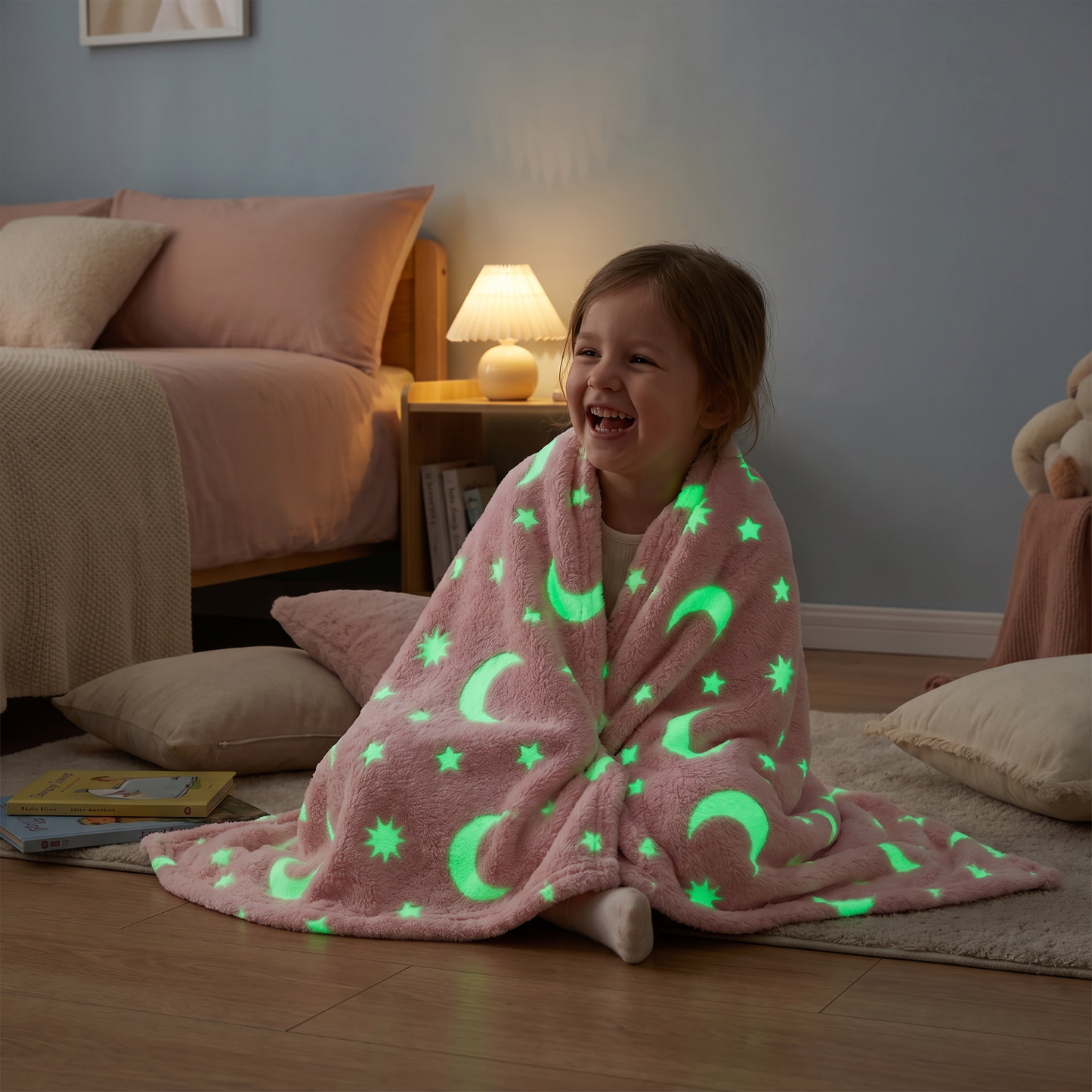 Świecący Koc w Gwiazdy – Fluorescencyjny Przytulny Koc