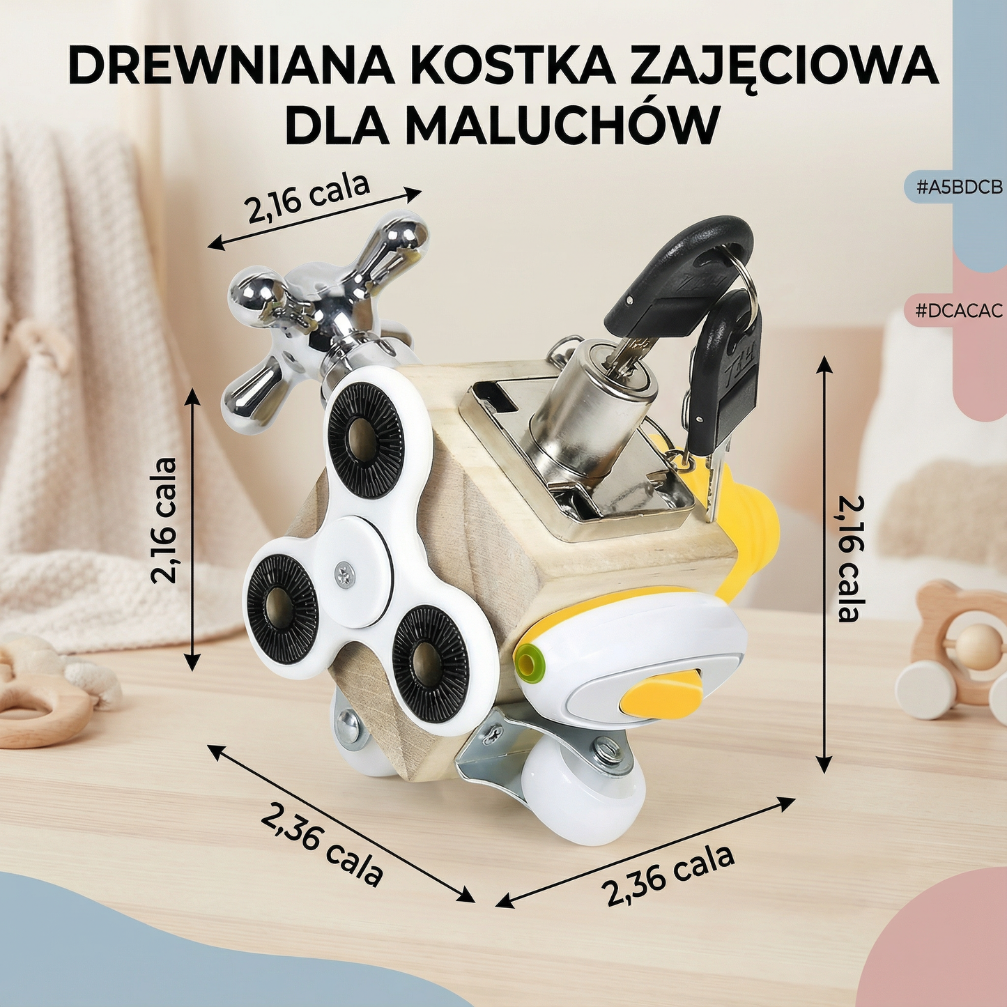 Drewniana kostka zajęciowa dla maluchów | Zabawka edukacyjna dla umiejętności motorycznych i wczesnego uczenia się sensorycznego