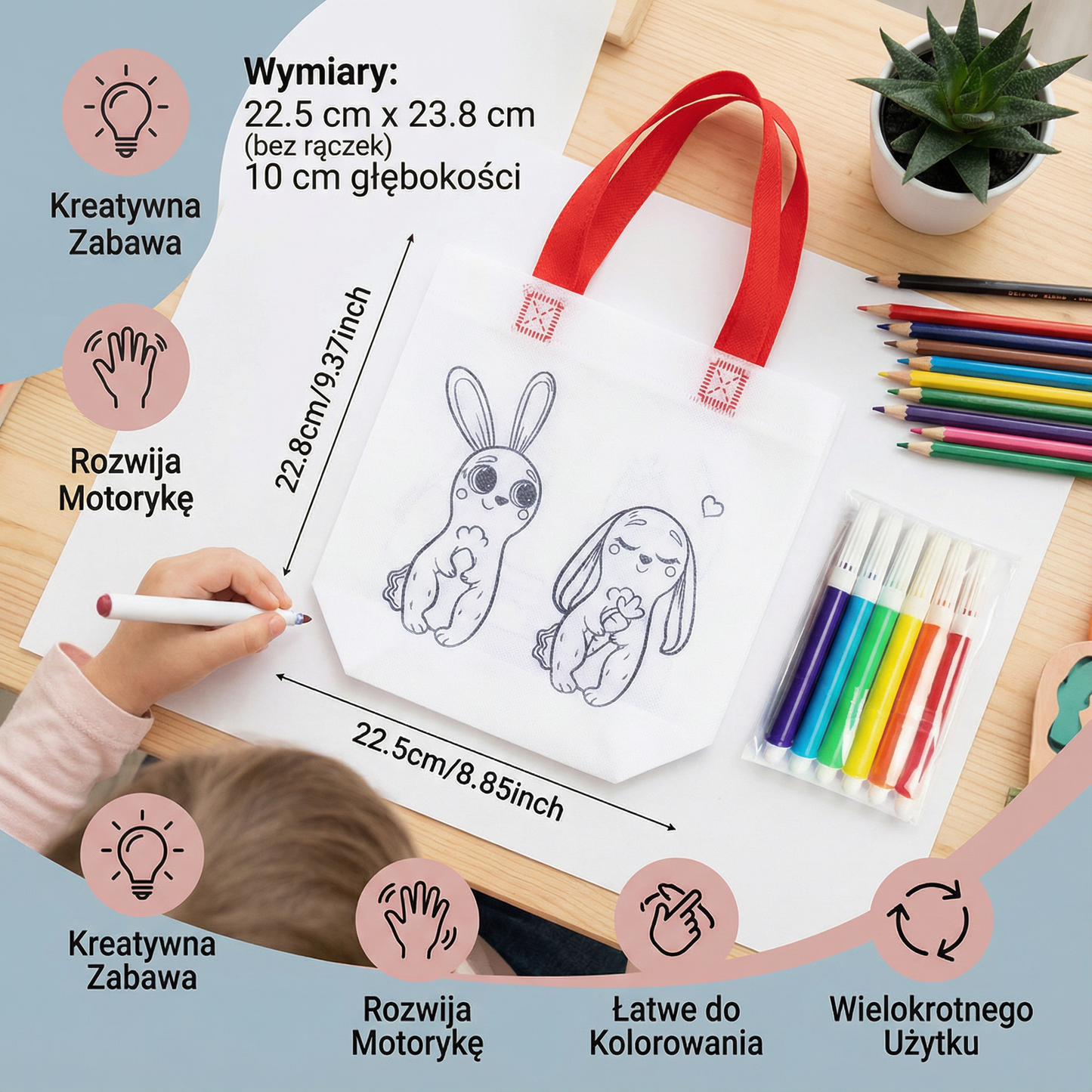 Zestaw dla dzieci do rękodzieła i malowania z kredkami