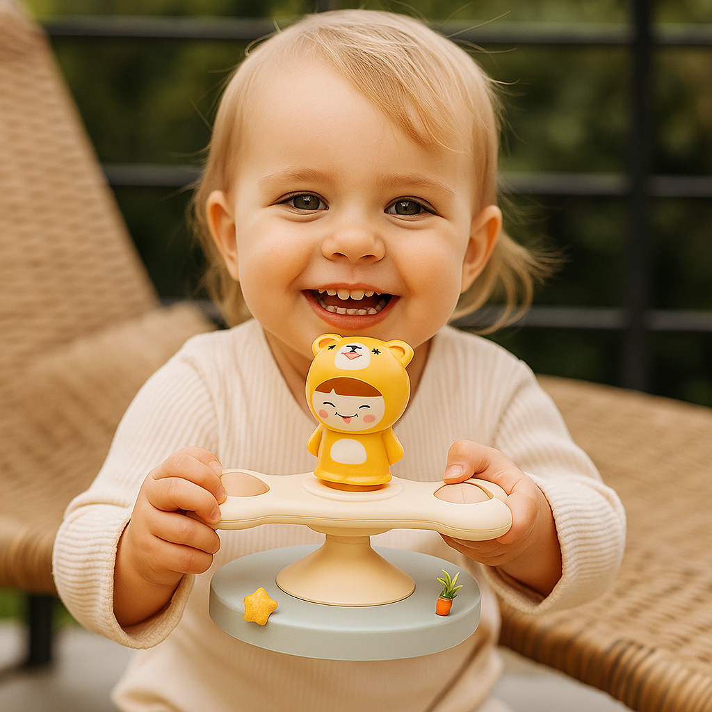 Montessori wirujący spinner z przyssawką – obrotowa zabawka edukacyjna