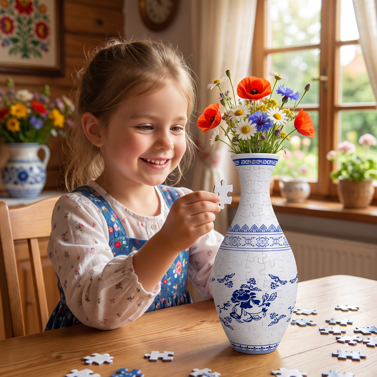 Wazon z kwiatami DIY 3D do składania z puzzli