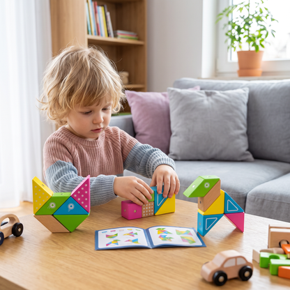 Magnetyczne Geometryczne Drewniane Klocki – Kreatywna Układanka Edukacyjna