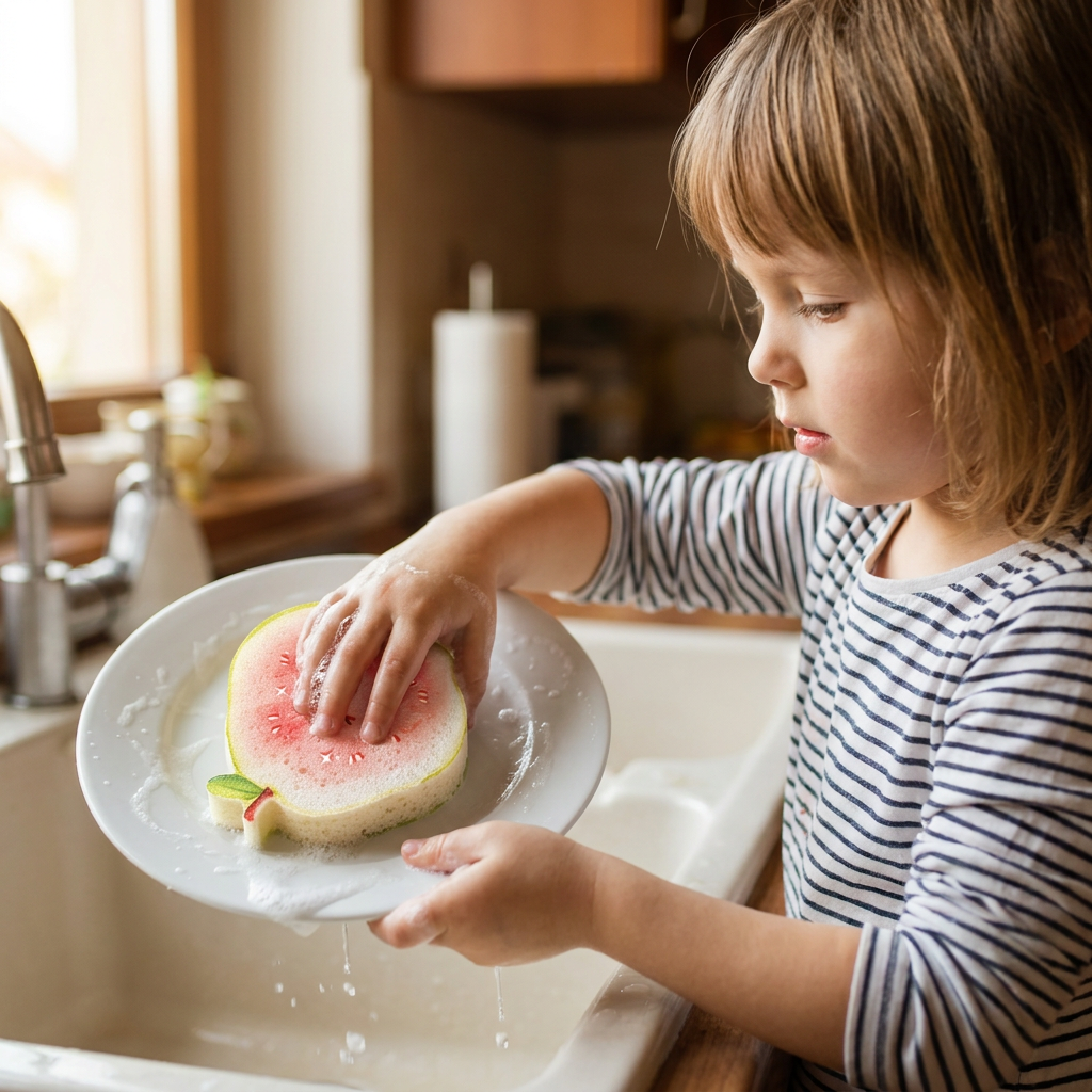 Owocowe Gąbki Celulozowe Pęczniejące po Namoczeniu – Zestaw 3 Roślinnych, NieRysujących Gąbek Kuchennych