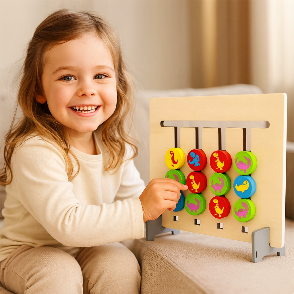 Montessori drewniana gra do dopasowywania kolorów i wzorów
