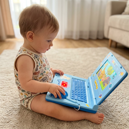 Interaktywny laptop dla dzieci ze światłami, muzyką i przewijanym ekranem