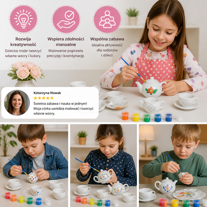 Zestaw DIY do malowania ceramicznego serwisu herbacianego dla dzieci