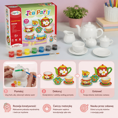 Zestaw DIY do malowania ceramicznego serwisu herbacianego dla dzieci