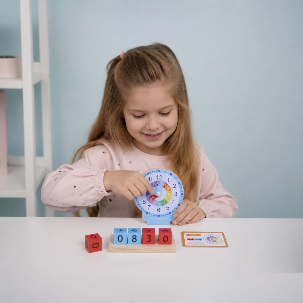 Edukacyjna zabawka Montessori do nauki zegara i czasu
