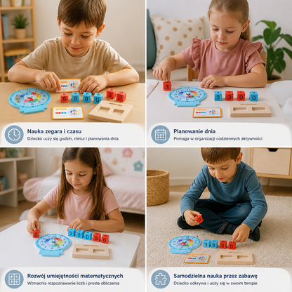Edukacyjna zabawka Montessori do nauki zegara i czasu
