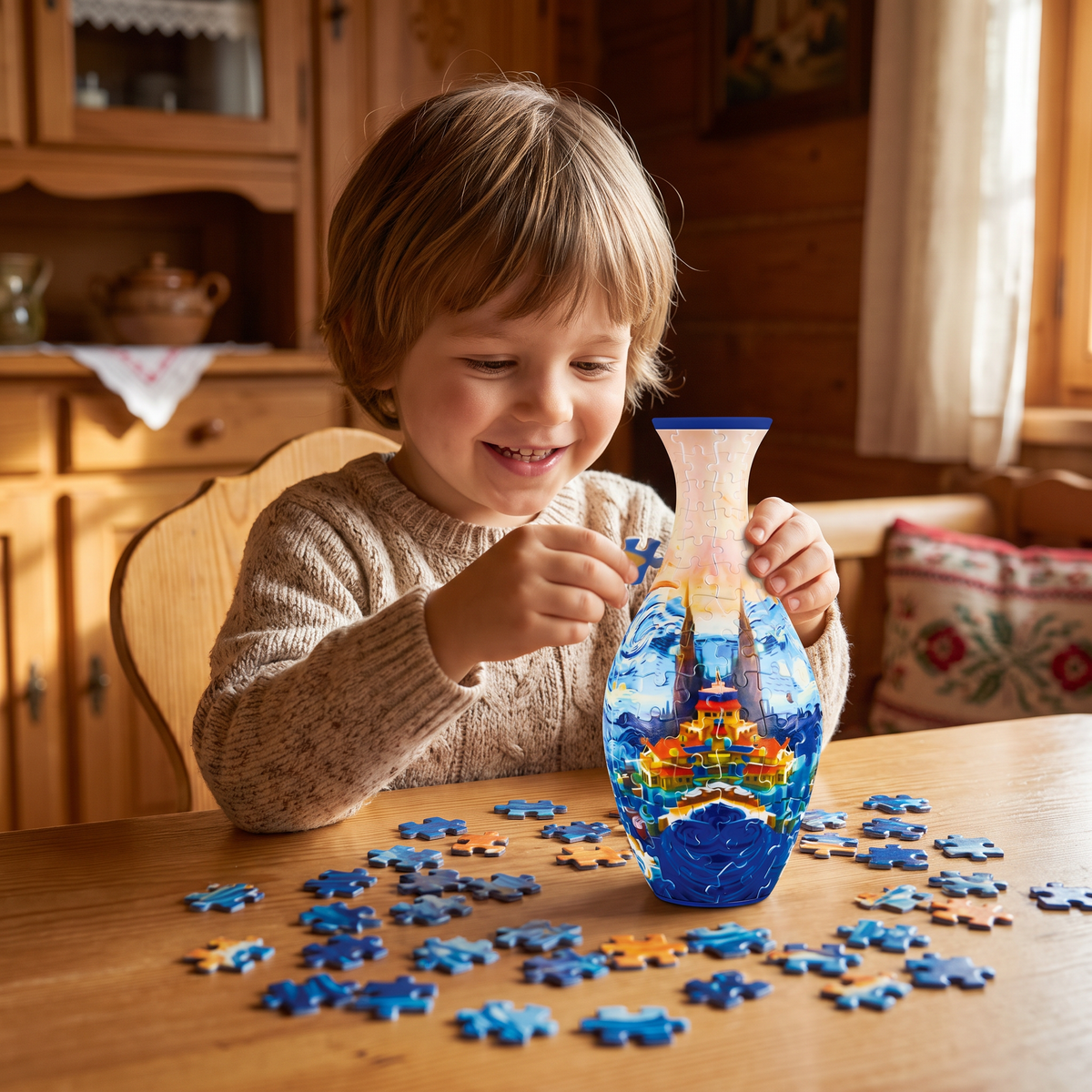 Wazon z kwiatami DIY 3D do składania z puzzli
