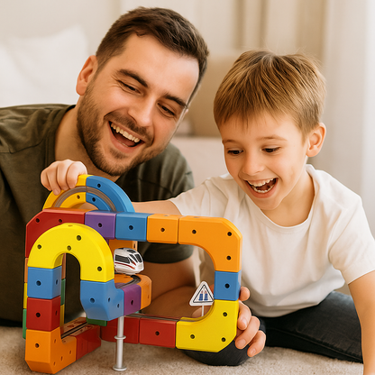 Magiczna kolejka z kostek – zabawka dla dzieci