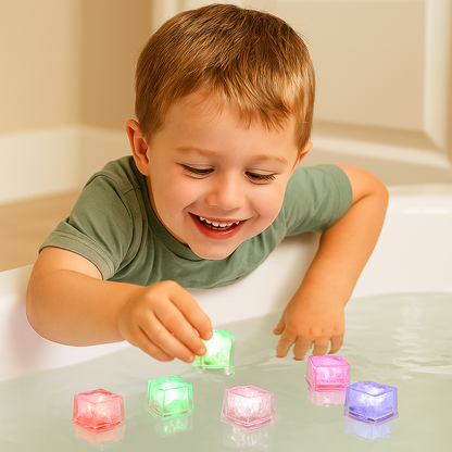 Świecące kostki do kąpieli – zabawka dla dzieci, zestaw 6 sztuk