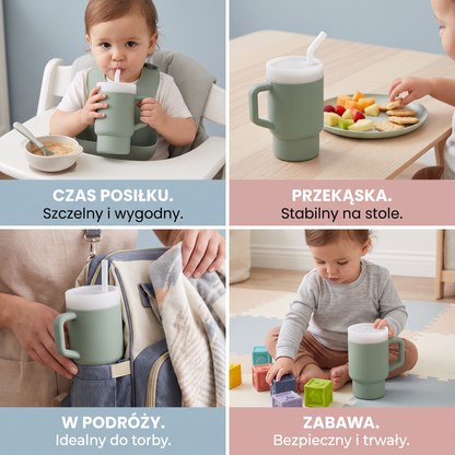 Szczelny Silikonowy Kubek Ze Słomką Dla Maluchów