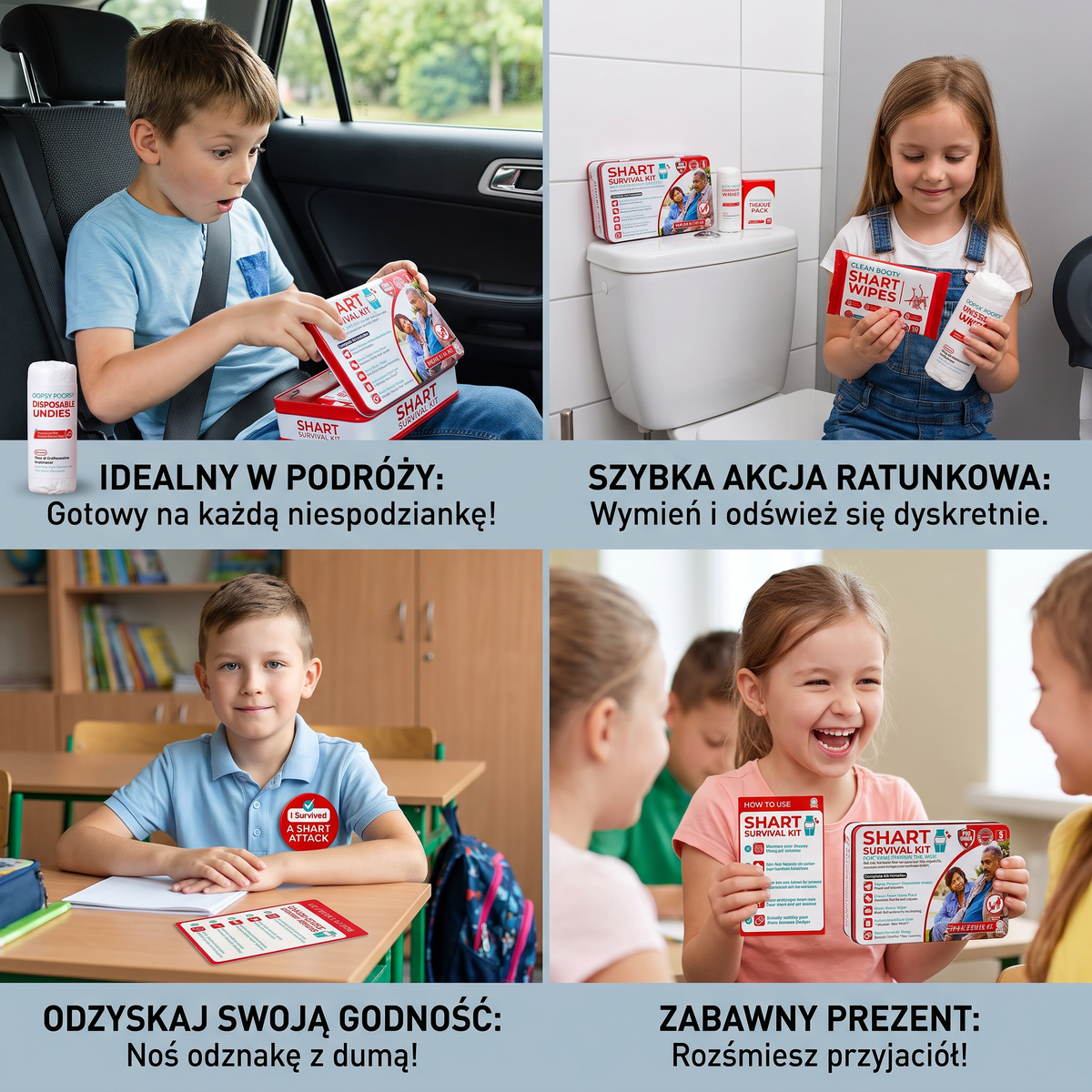 Zabawny zestaw ratunkowy "Shart Survival Kit” – prezentowy zestaw do żartów toaletowych