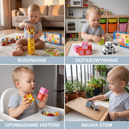 Magnetyczne klocki konstrukcyjne z safari zwierząt 4,2 cm bezpieczne dla małych dzieci – klocki edukacyjne STEM