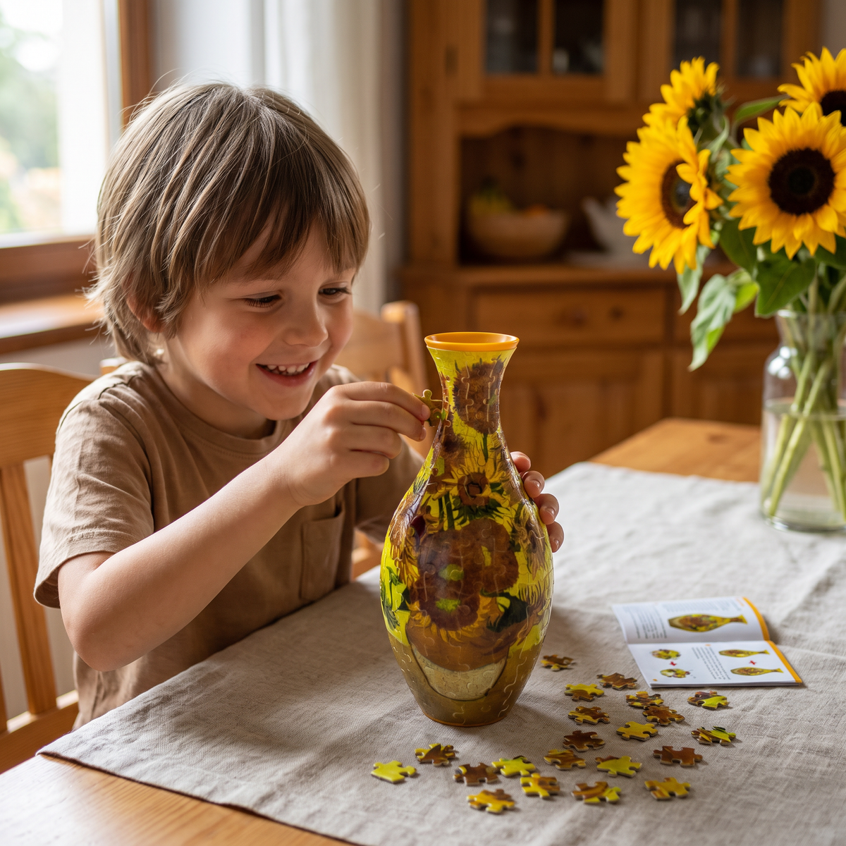 Wazon z kwiatami DIY 3D do składania z puzzli