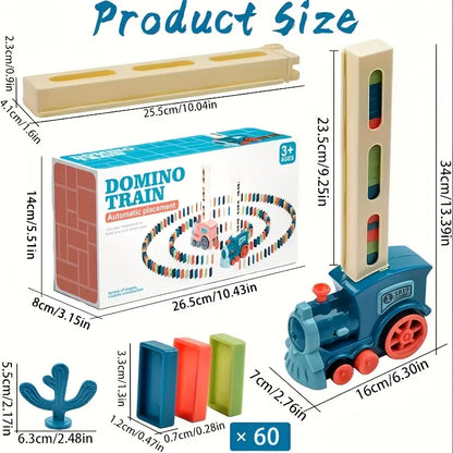 Zabawka kolejowa domino dla dzieci | Automatyczne układanie torów ze światłami i dźwiękiem dla kreatywnej zabawy edukacyjnej