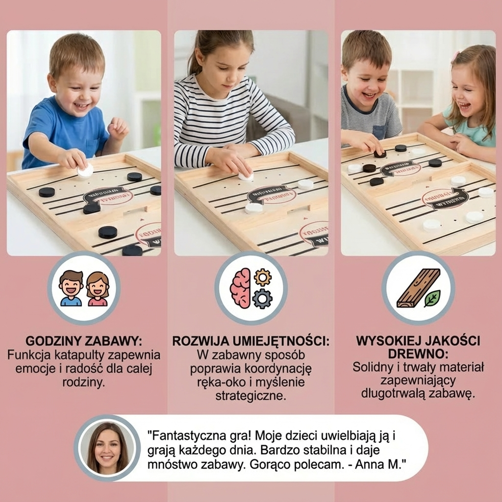 Drewniana gra planszowa w szachy z katapultą