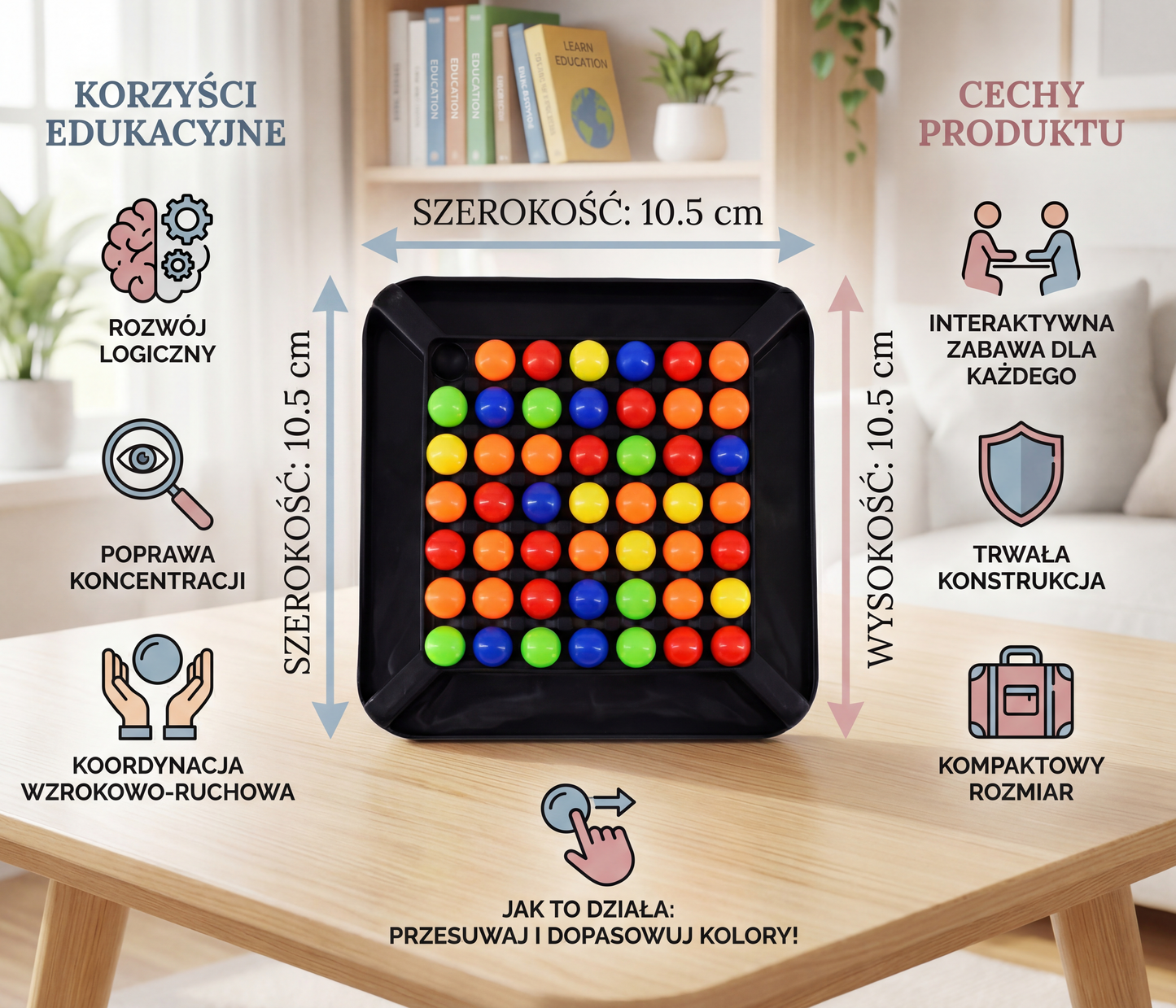 Logiczna gra dopasowywania kolorów – interaktywna układanka z kulkami dla dzieci i dorosłych