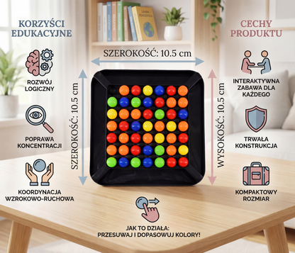 Logiczna gra dopasowywania kolorów – interaktywna układanka z kulkami dla dzieci i dorosłych