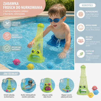 Zabawka Frosch do Nurkowania z Siatką na Łapanie i Piłkami z Morskimi Zwierzętami