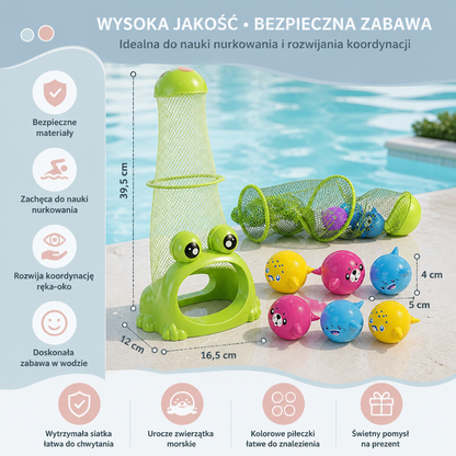 Zabawka Frosch do Nurkowania z Siatką na Łapanie i Piłkami z Morskimi Zwierzętami