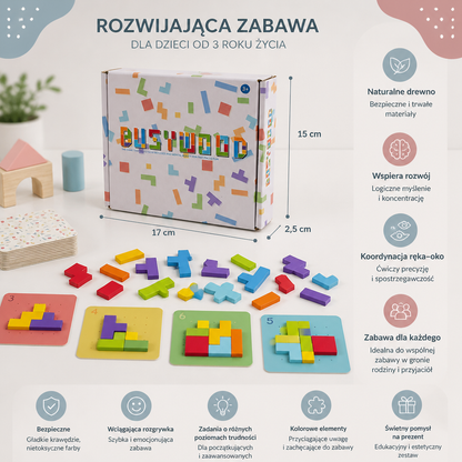 Gra Rodzinna: Drewniana Układanka Do Dopasowywania Kształtów