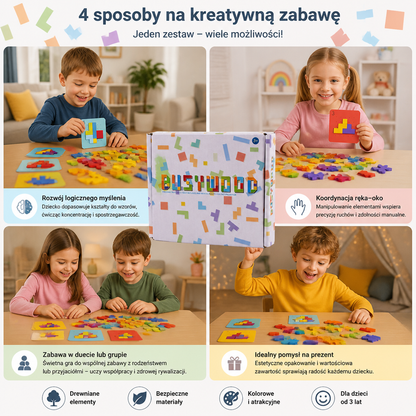 Gra Rodzinna: Drewniana Układanka Do Dopasowywania Kształtów