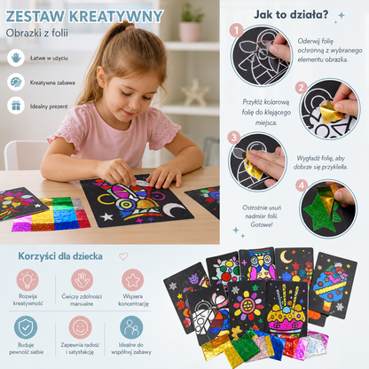 Zestaw kreatywny do tworzenia obrazków z folii dla dzieci
