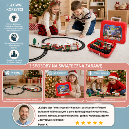 Elektryczny Zestaw Kolejki dla Dzieci z Efektami Świetlnymi, Dźwiękowymi i Parowymi