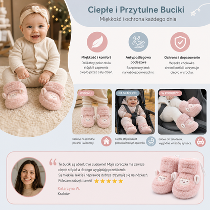 Ciepłe i Przytulne Buciki dla Niemowląt z Podszewką z Polaru i Miękką, Antypoślizgową Podeszwą