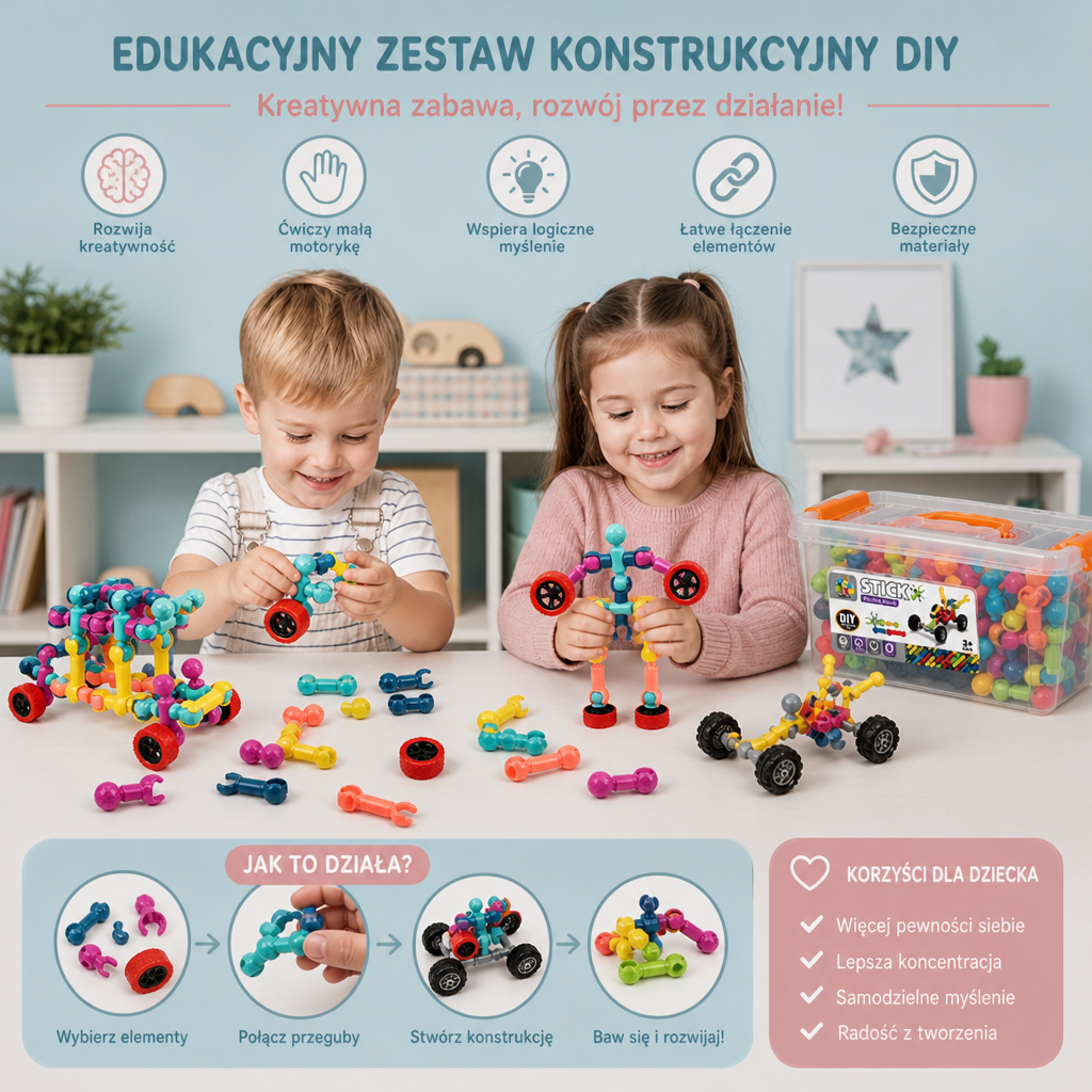 Edukacyjny zestaw konstrukcyjny DIY z ruchomymi przegubami