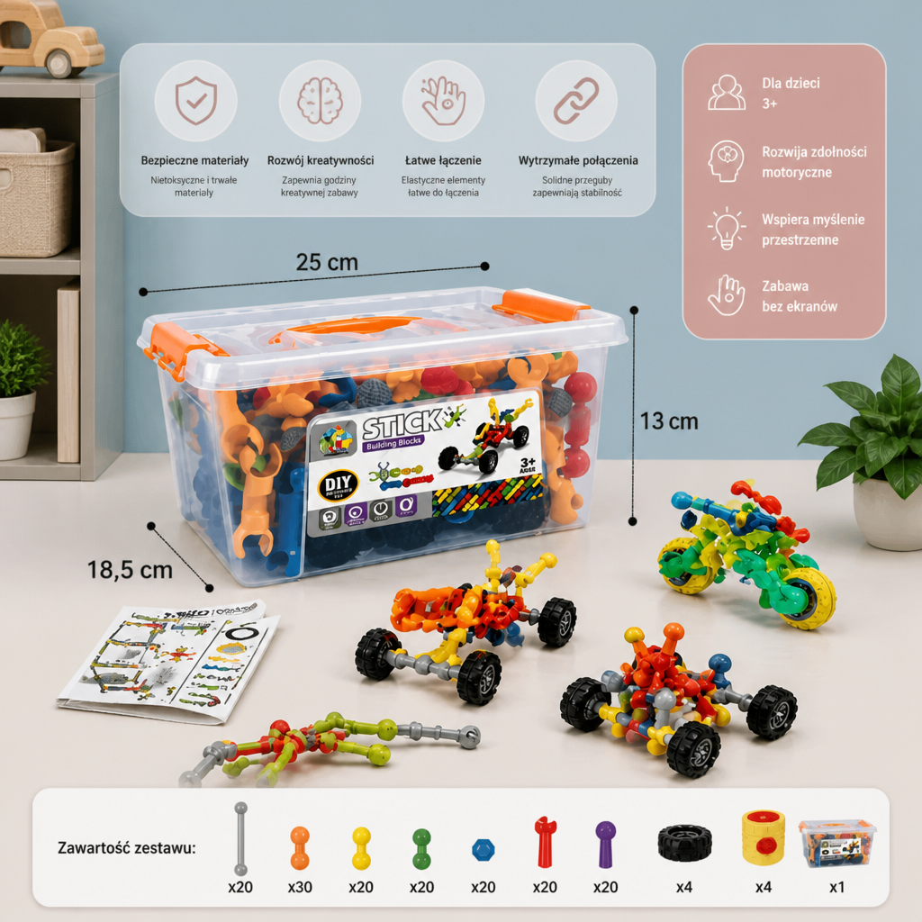 Edukacyjny zestaw konstrukcyjny DIY z ruchomymi przegubami