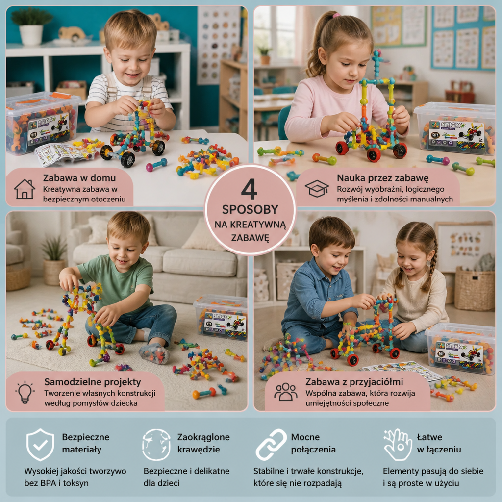Edukacyjny zestaw konstrukcyjny DIY z ruchomymi przegubami