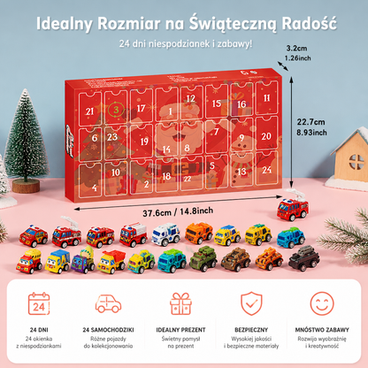 24-dniowy kalendarz adwentowy z kreskówkowymi samochodzikami