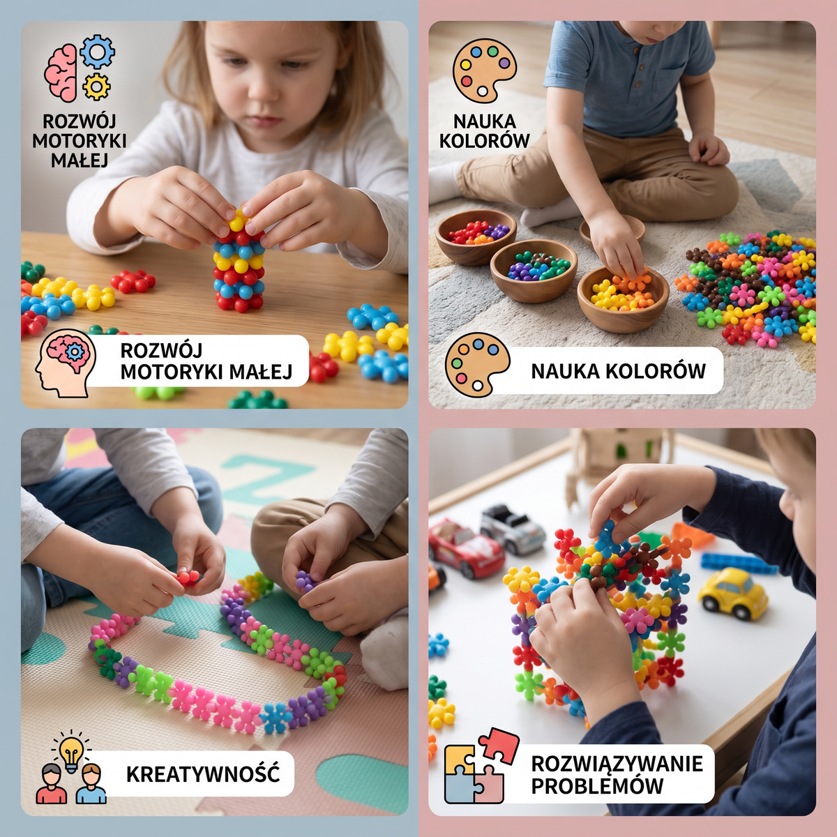 Zestaw klocków Montessori w kształcie kwiatu śliwy